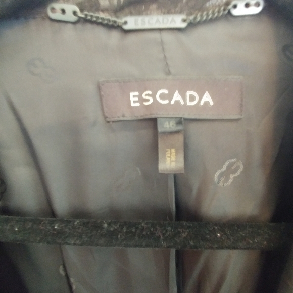 Escada Black Leather Texture Blazer Jacket - Picture 6 of 15